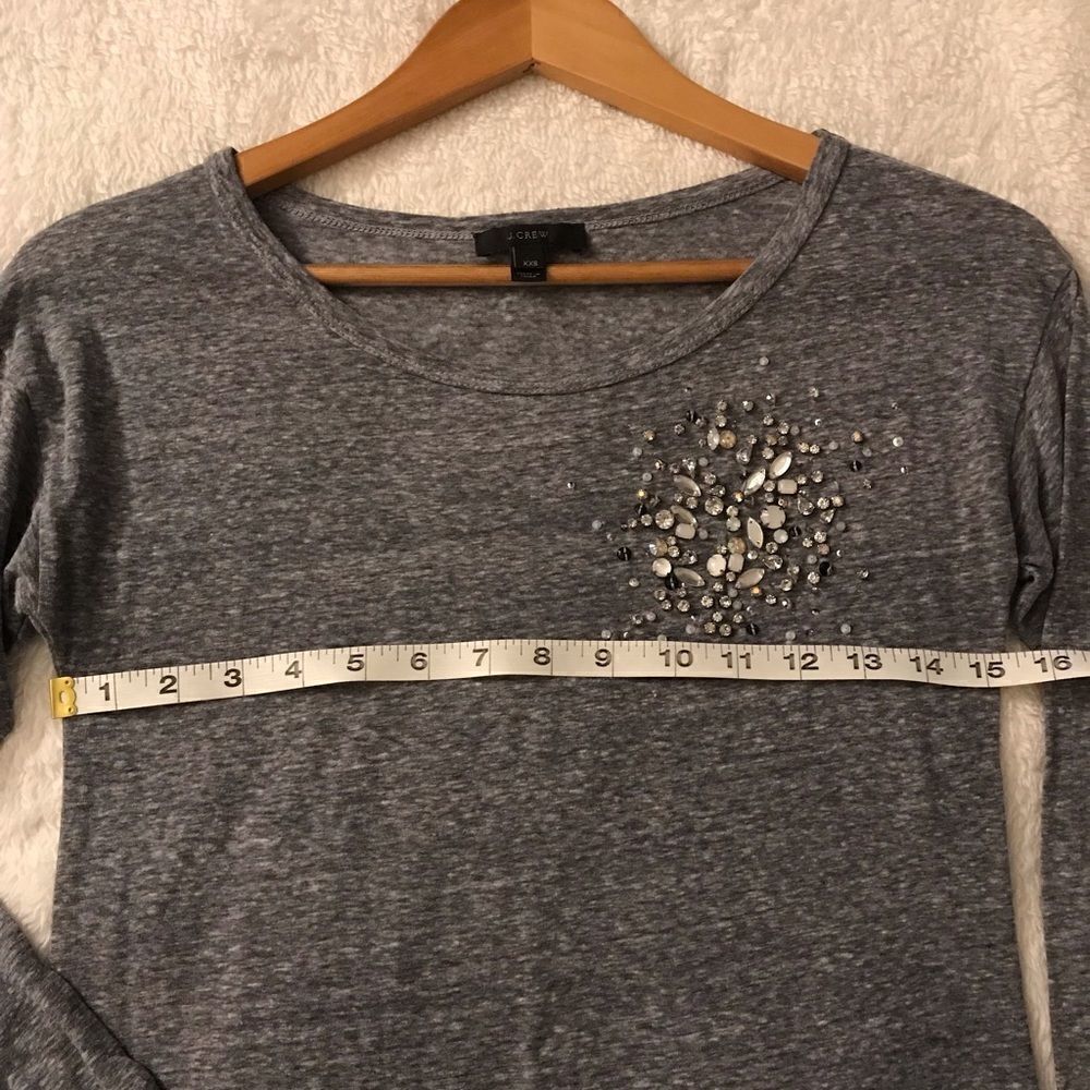 : : J Crew 3/4 sleeve t shirt blouse with jewel detail : : - Picture 6 of 11